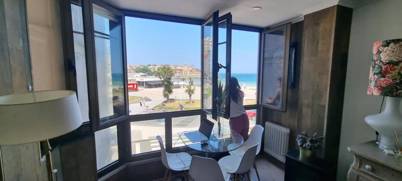 Ferienwohnung Apartamento La Escalerona Con Vistas Al Mar Gijón Exterior foto
